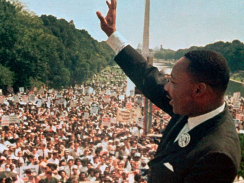 Martin Luther King Jr. speaking at a civil rights rally